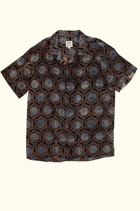 ADORN SATIN HAND-PRINTED SHIRT