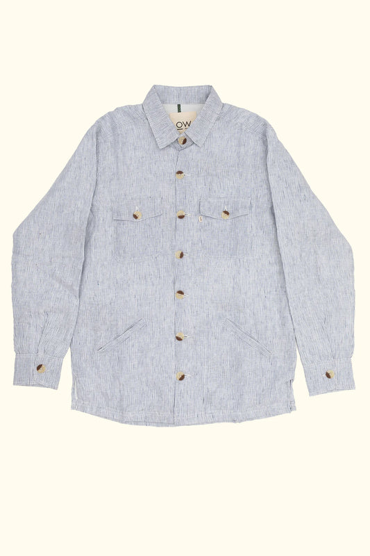ZYAAN LINEN JACKET IN LIGHT BLUE STRIPES