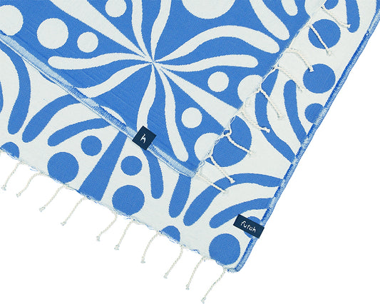 Flora Blue & White Beach Towel