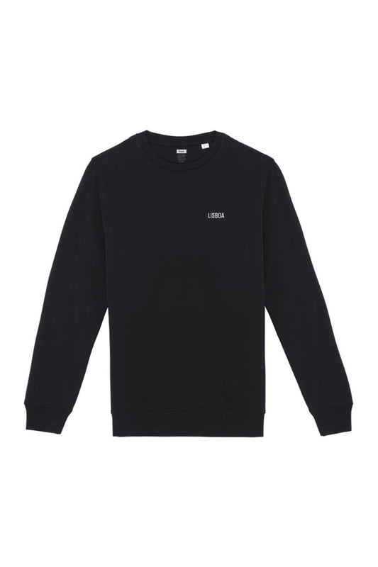 Futah Black Organic Cotton Sweatshirt - Lisboa – Vorderansicht mit Lisboa-Schriftzug