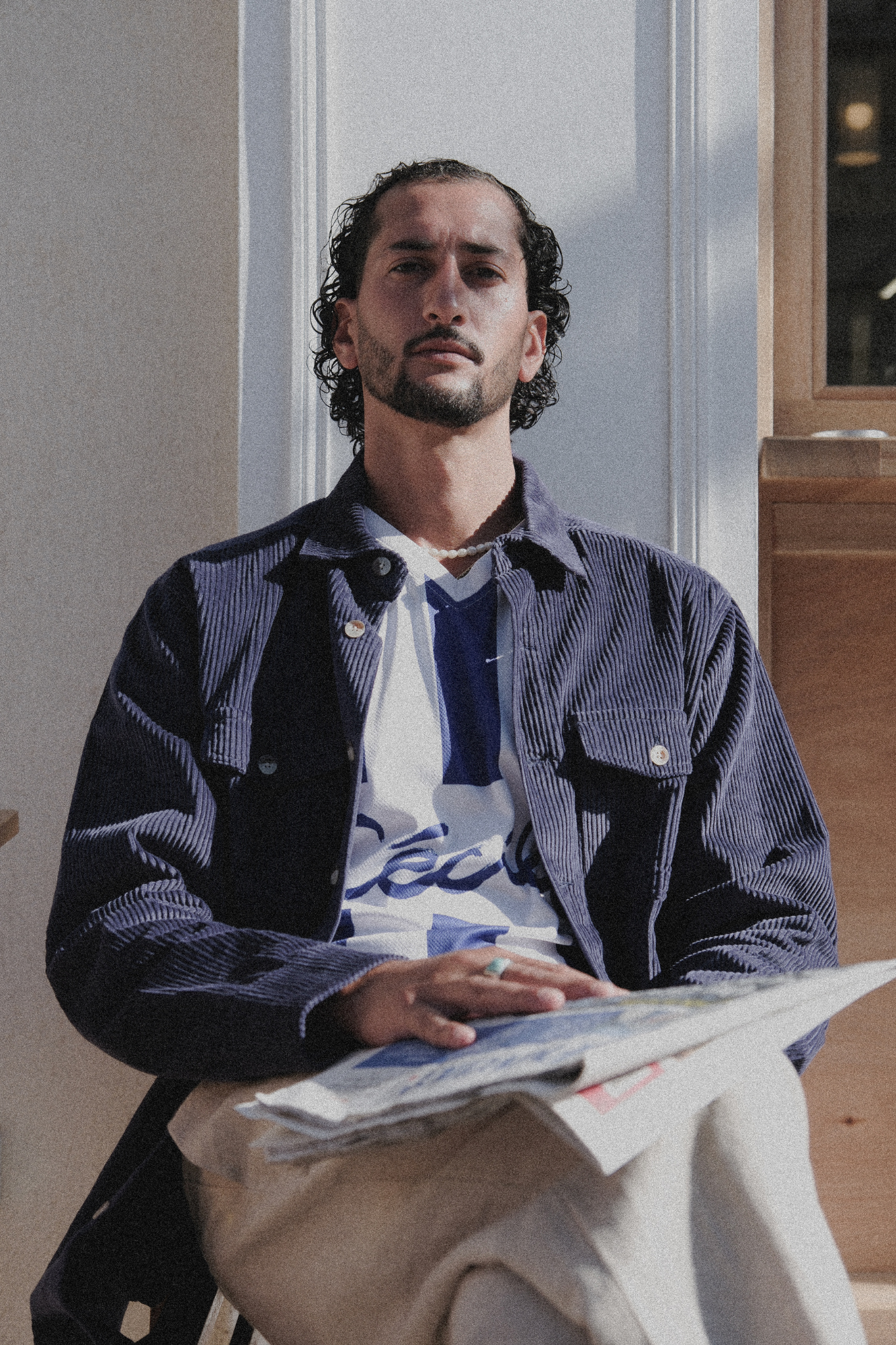 shadow corduroy overshirt in blue