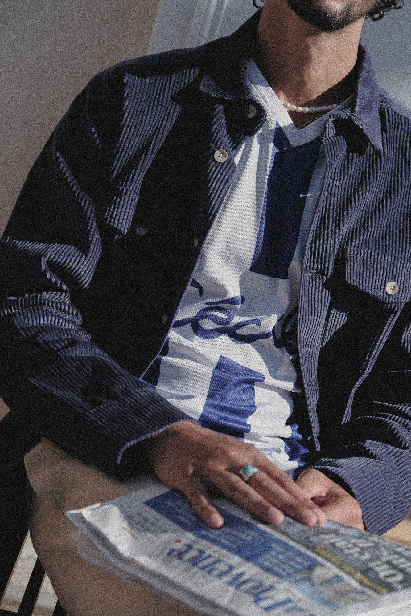 shadow corduroy overshirt in blue
