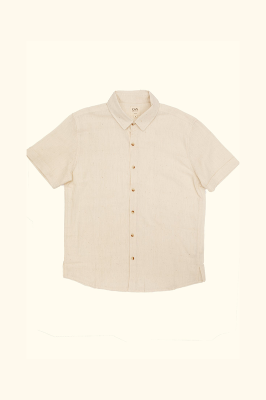 regenerative cotton short sleeve shirt in white