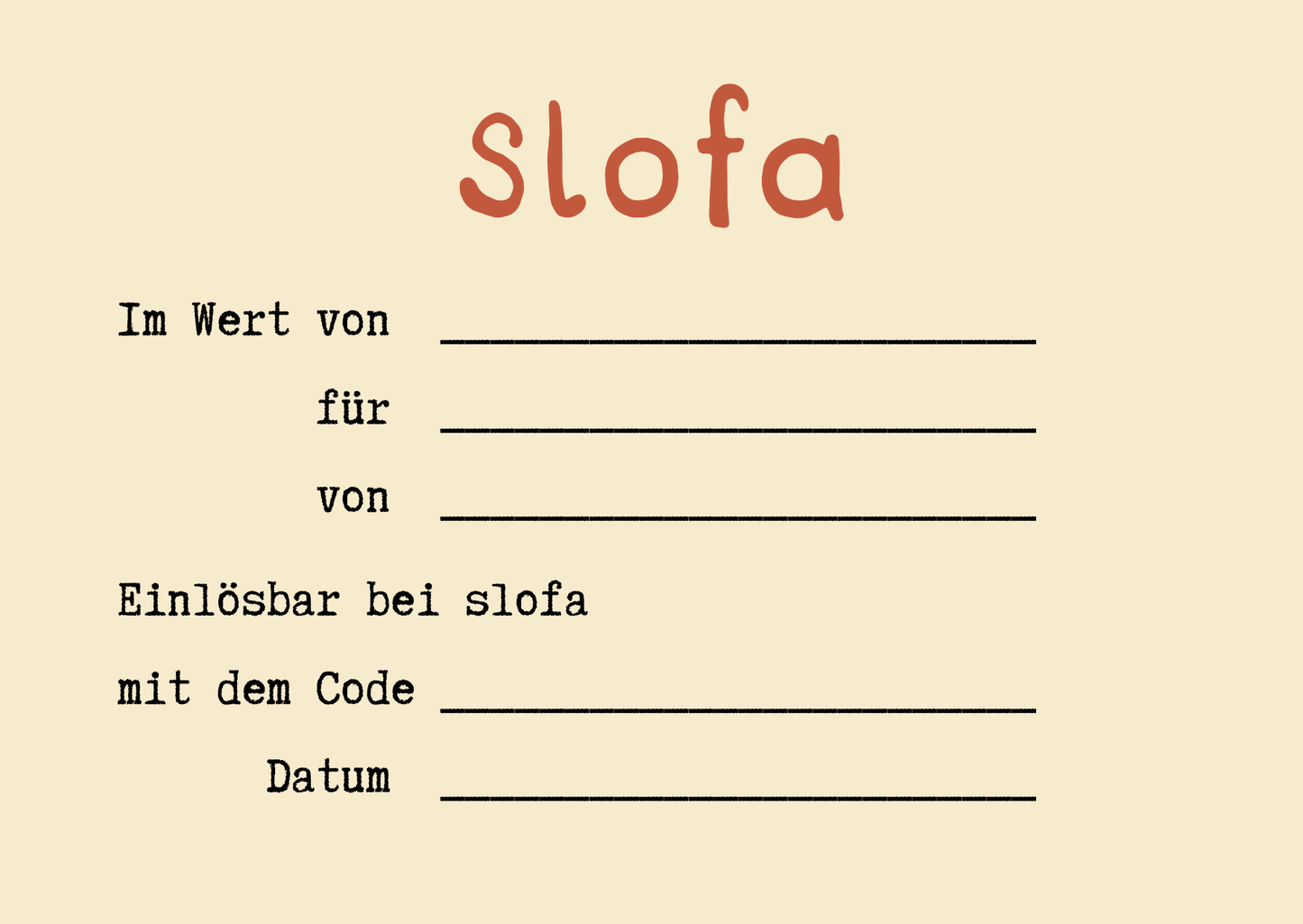 Slofa Gutschein