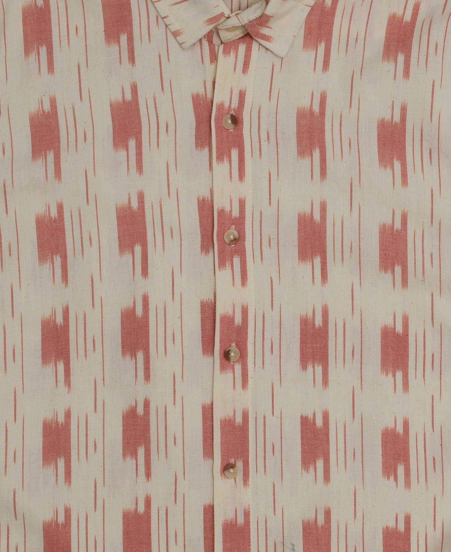 desi hand-woven cotton shirt in white and pink