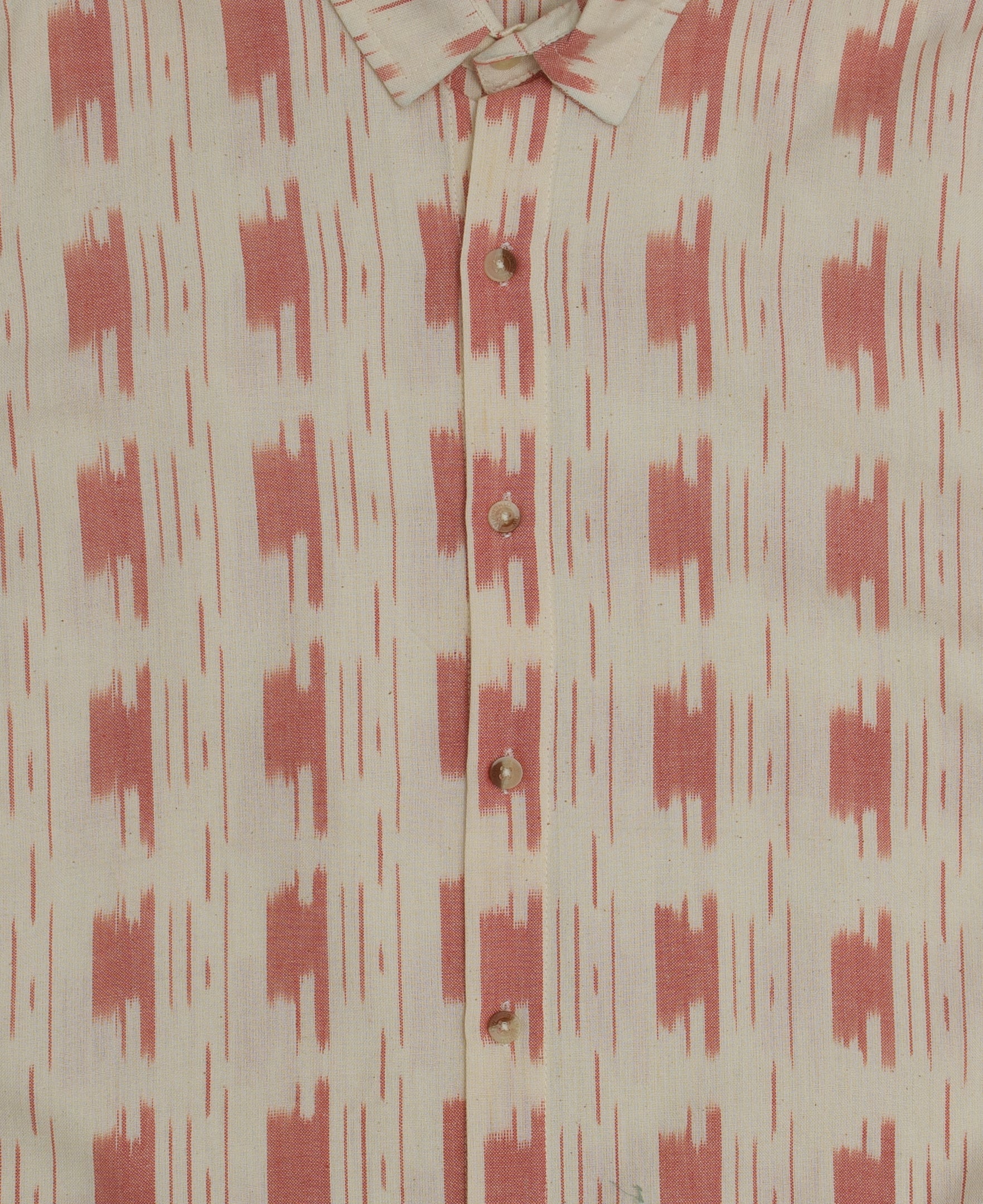 desi hand-woven cotton shirt in white and pink