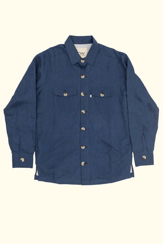 RUDRA LINEN JACKET IN DARK BLUE