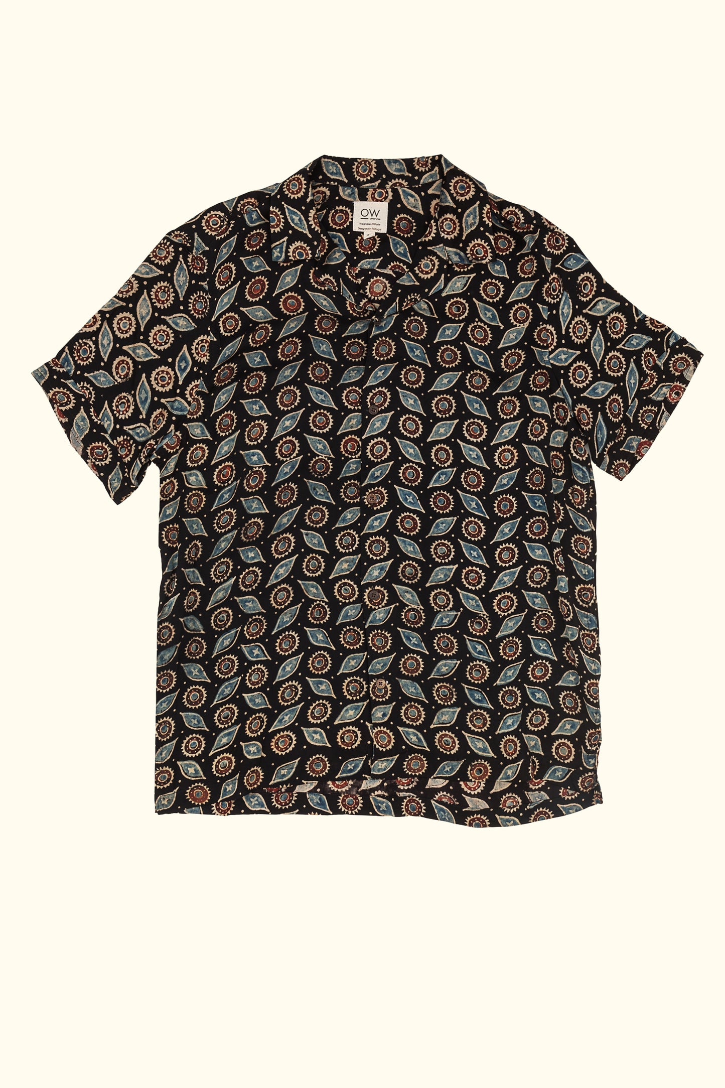 CELESTIAL SATIN HAND-PRINTED SHIRT