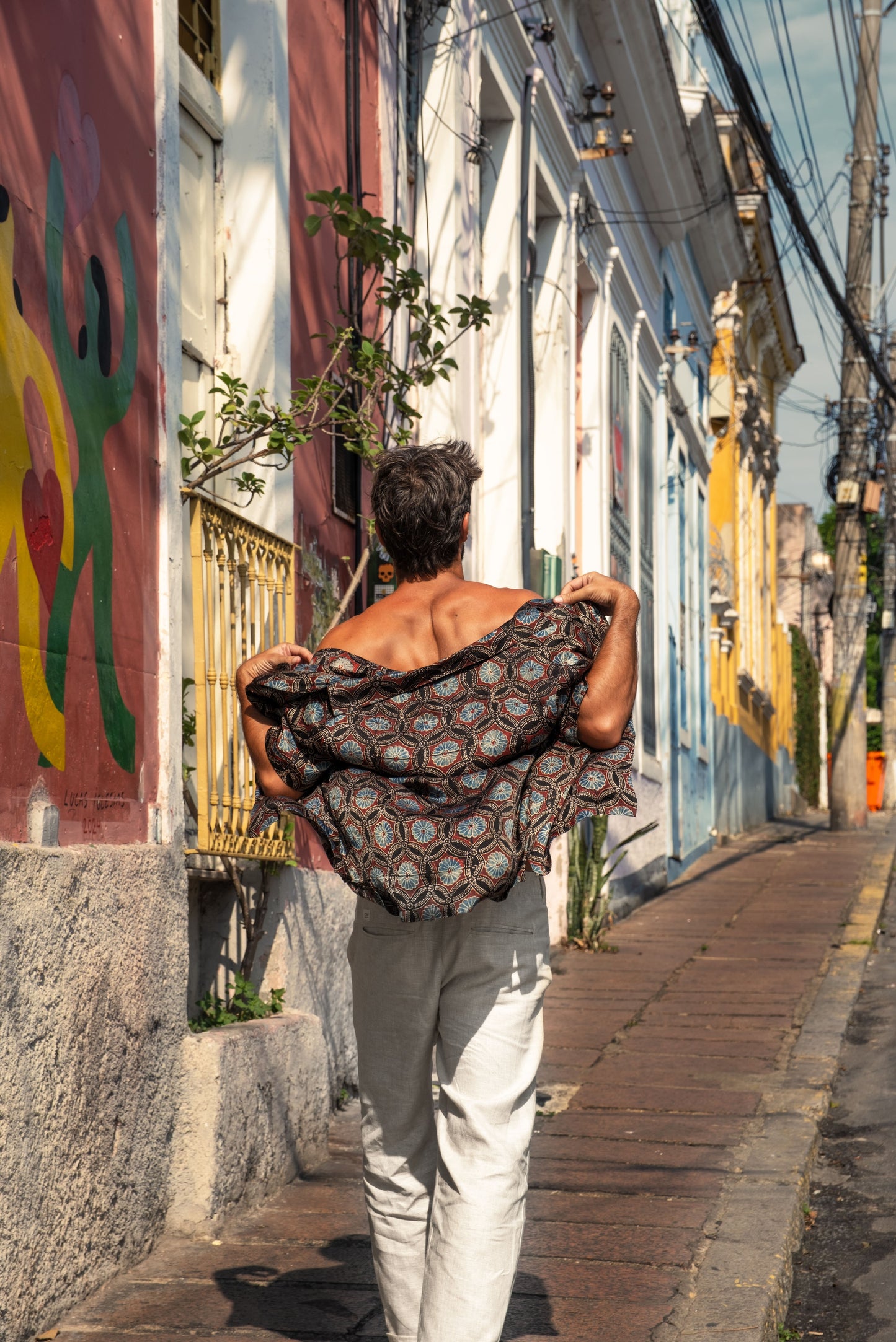 ADORN SATIN HAND-PRINTED SHIRT