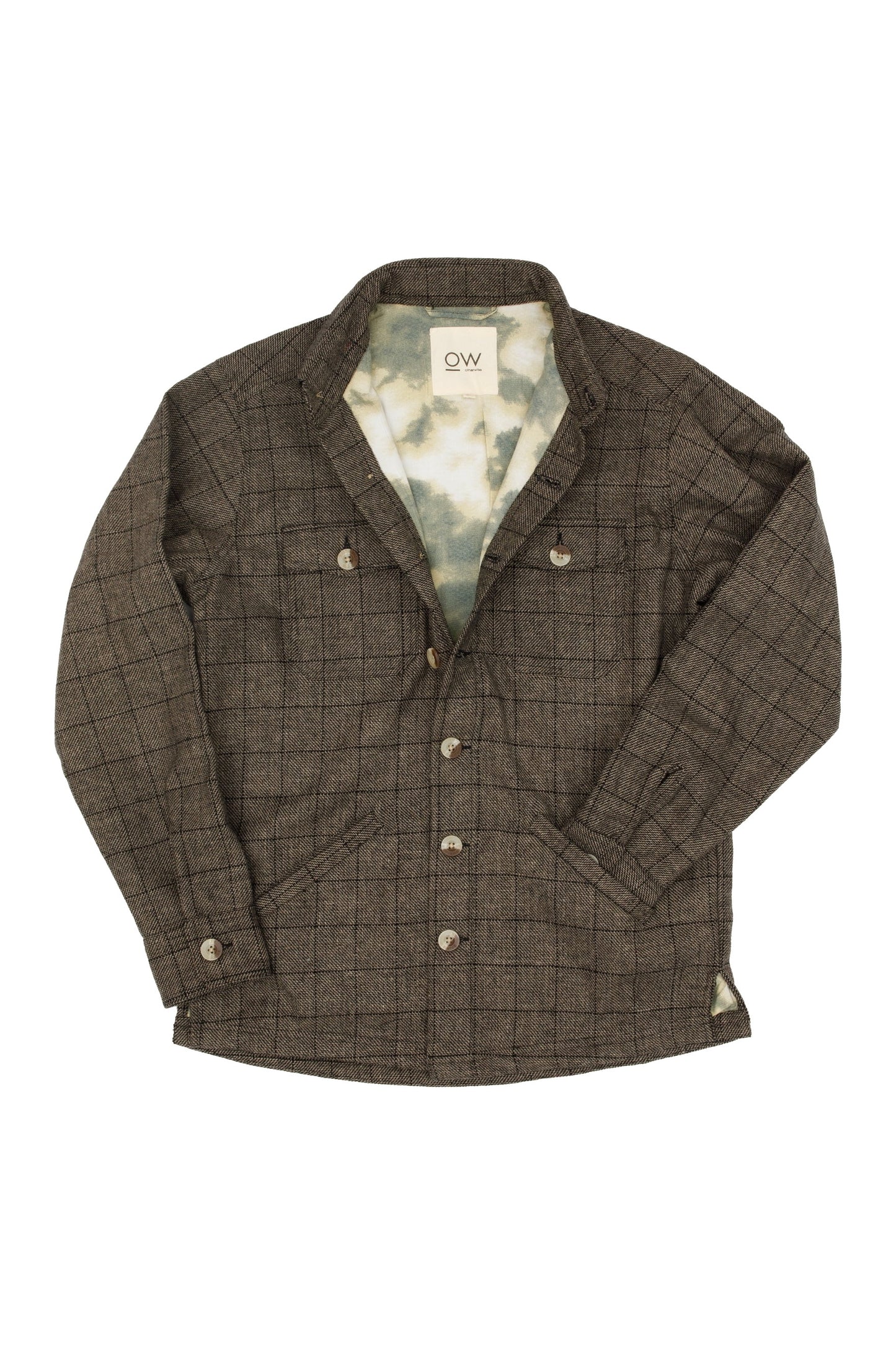 Otherwise Sao Upcycled Wool Jacket In Grey – Vorderansicht mit offenem Kragen