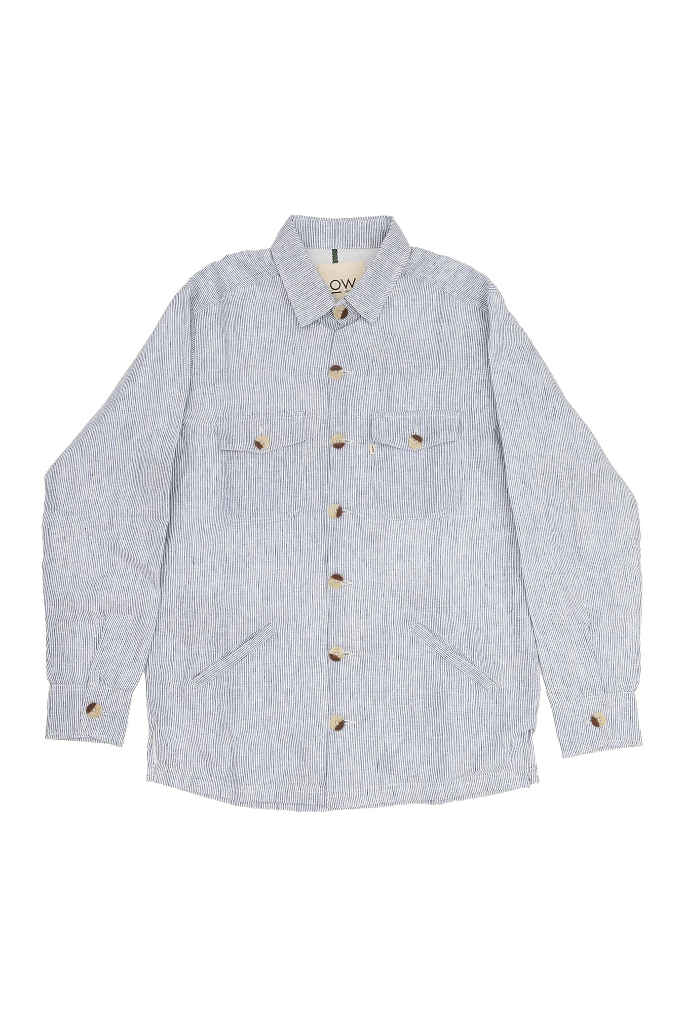 Otherwise Zyaan Linen Jacket In Light Blue Stripes – Vorderansicht