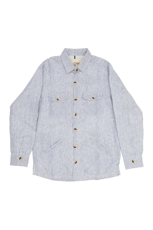 Otherwise Zyaan Linen Jacket In Light Blue Stripes – Vorderansicht