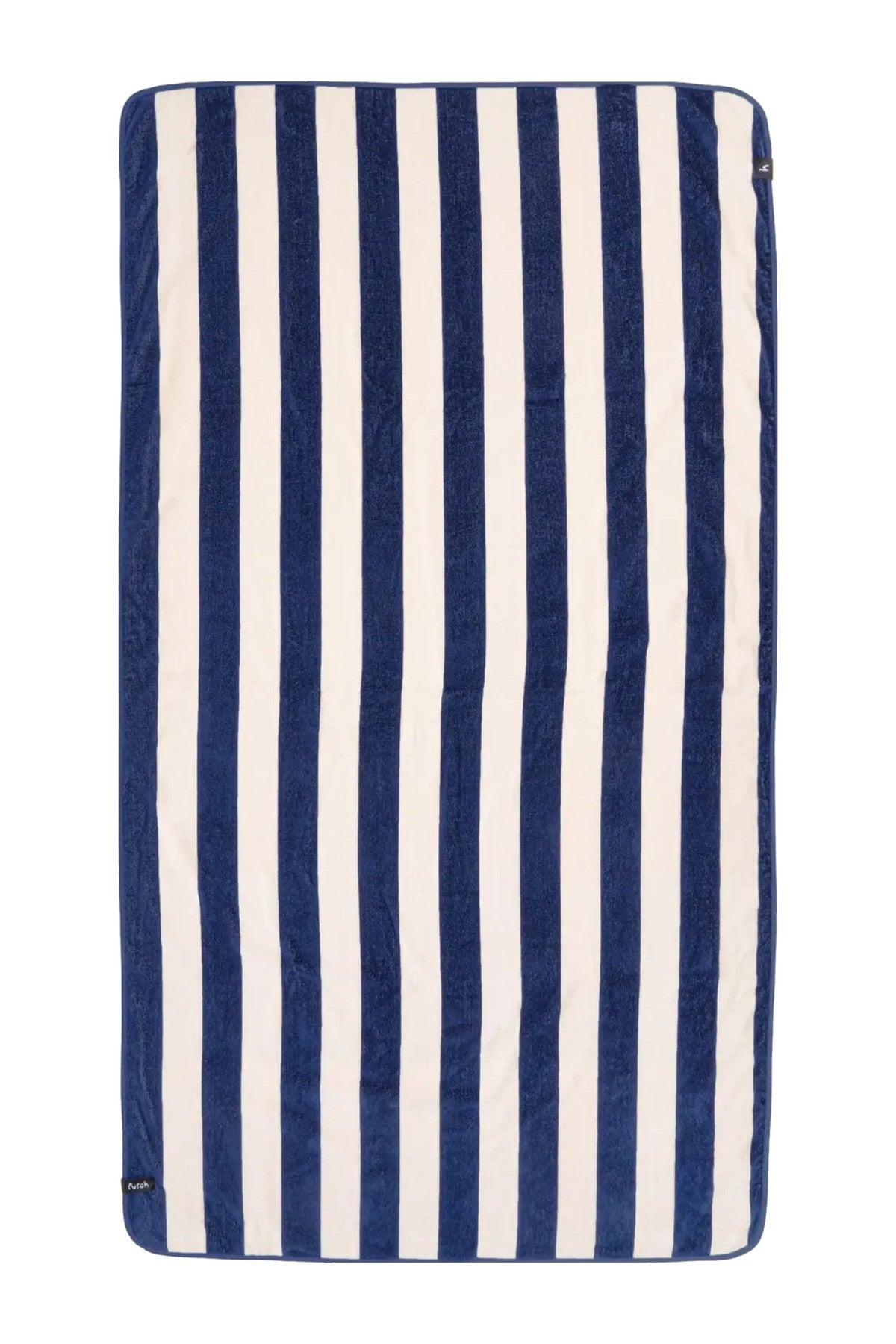 Futah Bedu Navy Blue Terry Towel – Gesamtansicht mit Blockstreifen
