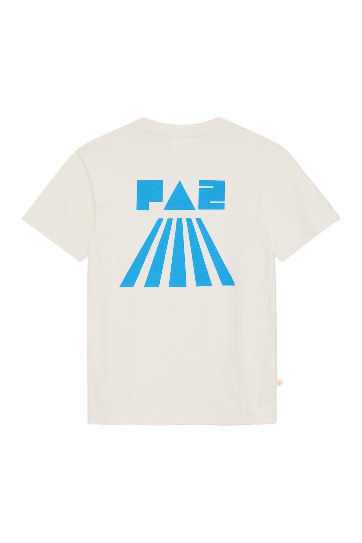 LA PAZ Botelho Ecru – Rückansicht mit blauem PAZ-Print