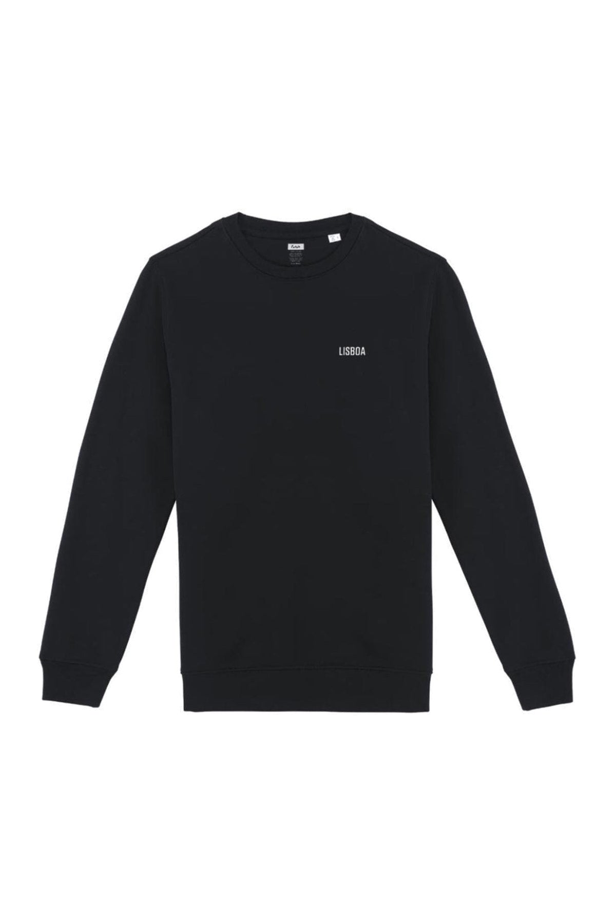 Futah Black Organic Cotton Sweatshirt - Lisboa – Vorderansicht mit Lisboa-Schriftzug