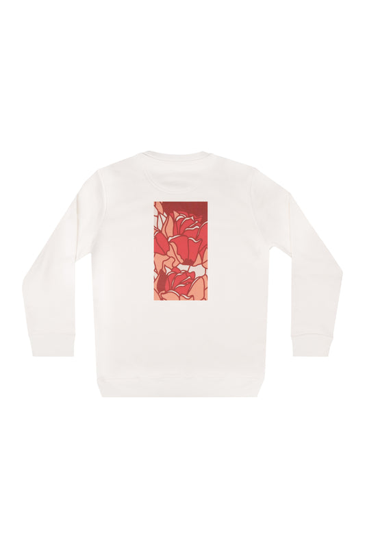 Futah Organic Cotton Sweatshirt - Crystal – Rückansicht mit rotem Print