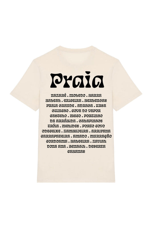 Futah Raw Organic Cotton T-Shirt - Praia – Vorderansicht mit Praia-Schriftzug