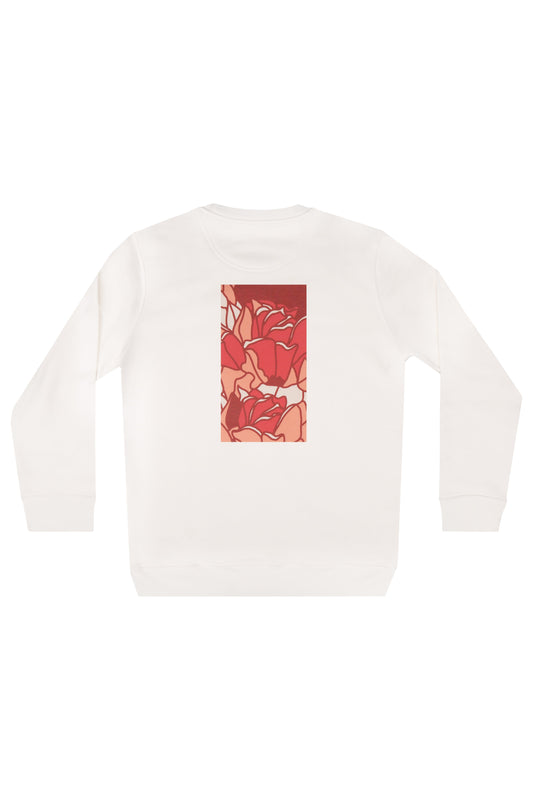 Futah Organic Cotton Sweatshirt - Crystal – Rückansicht mit rotem Print