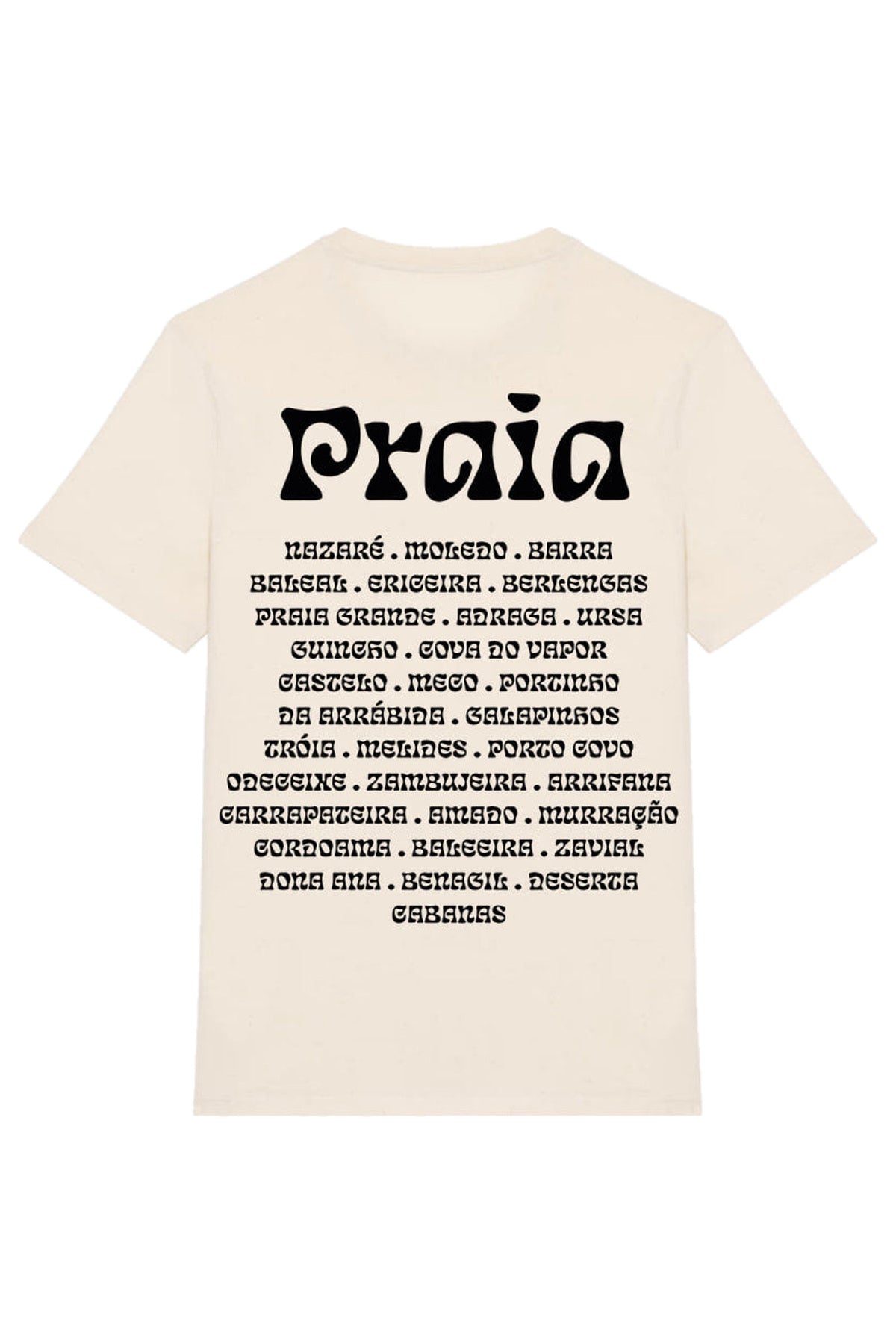 Futah Raw Organic Cotton T-Shirt - Praia – Vorderansicht mit Praia-Schriftzug