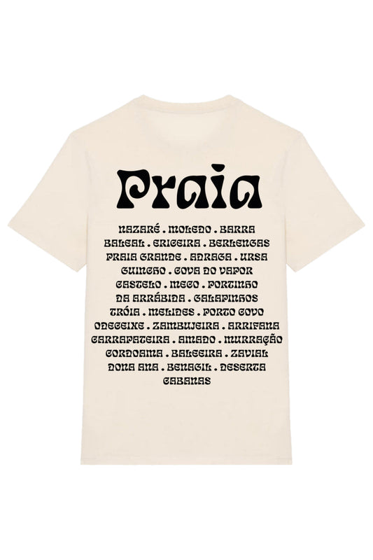 Futah Raw Organic Cotton T-Shirt - Praia – Vorderansicht mit Praia-Schriftzug