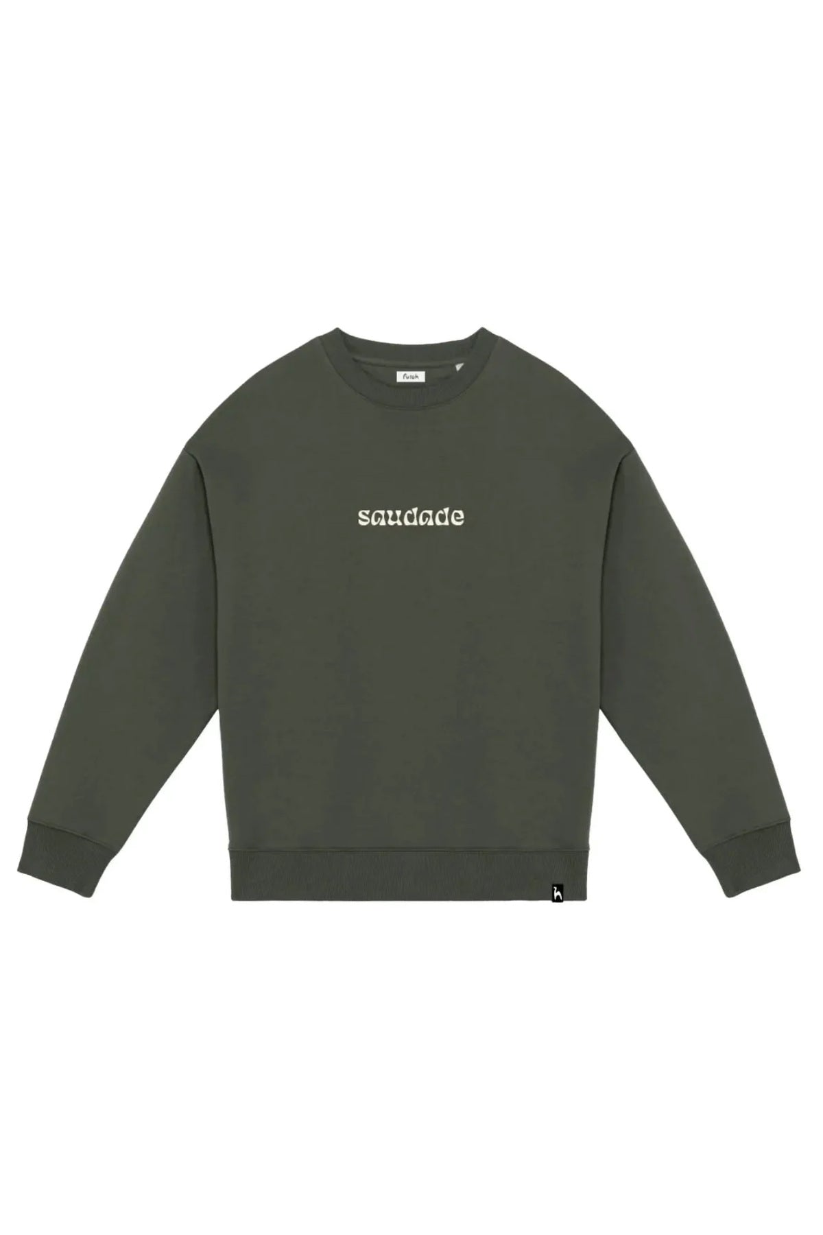 Futah Saudade Sweatshirt – Vorderansicht mit Saudade-Schriftzug