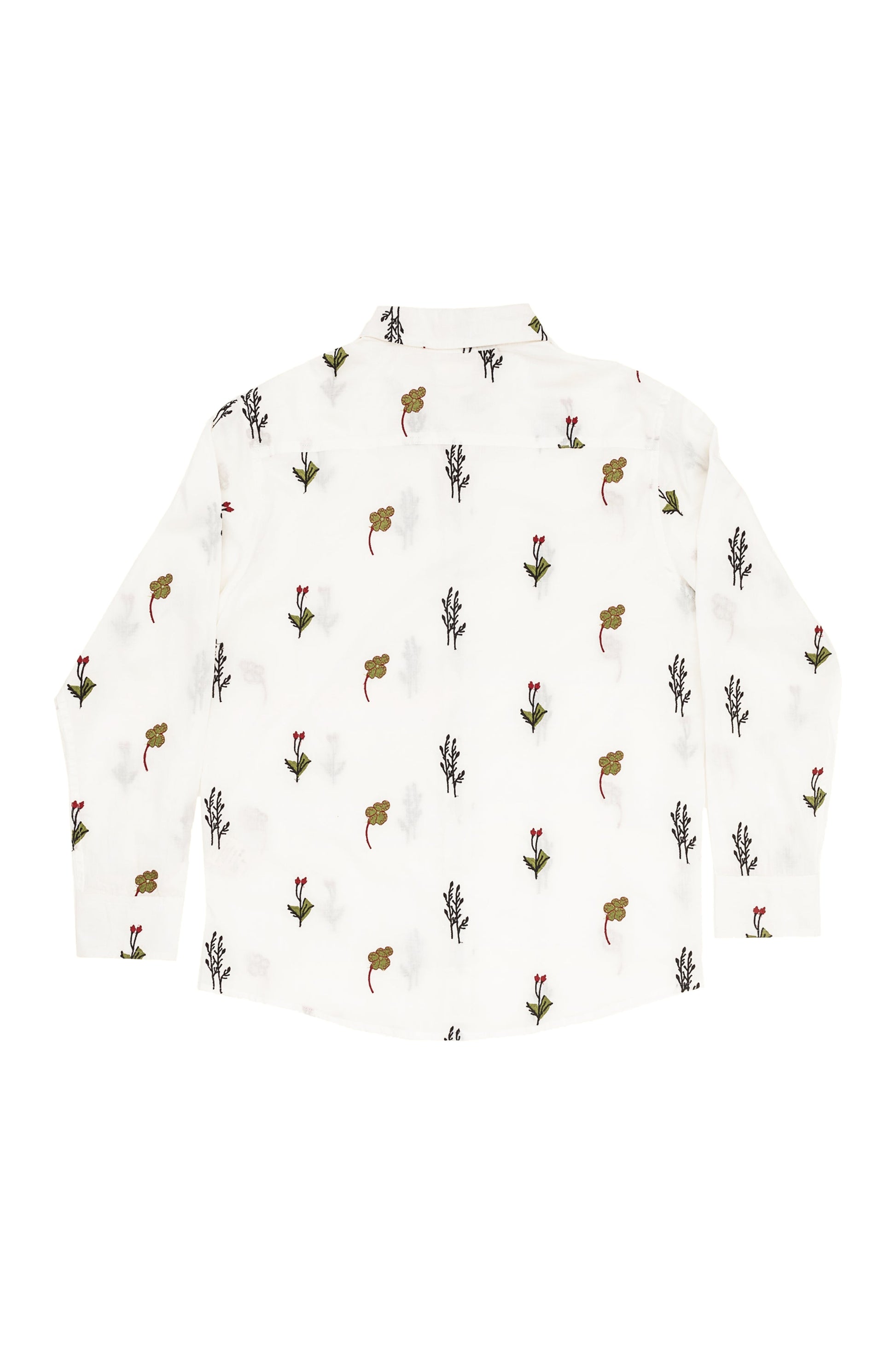 Otherwise Harmony Embroidered Long Sleeve Shirt In White – Vorderansicht nah