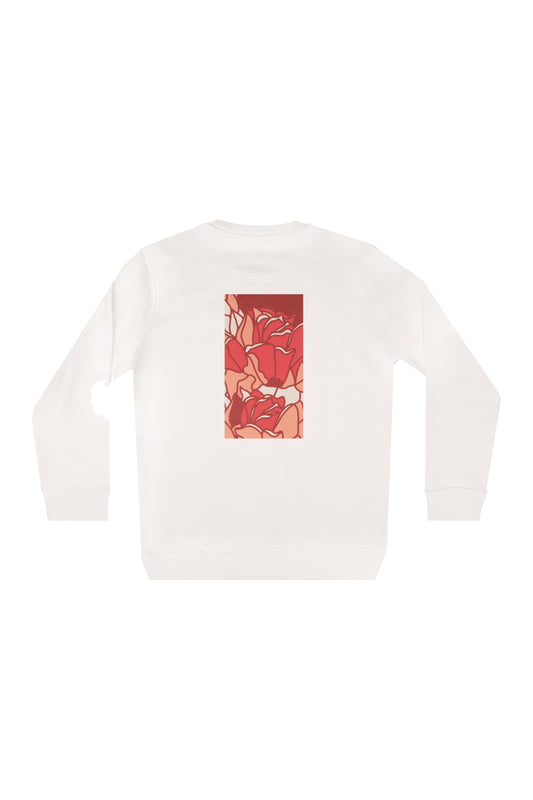Futah Organic Cotton Sweatshirt - Crystal – Rückansicht mit rotem Print