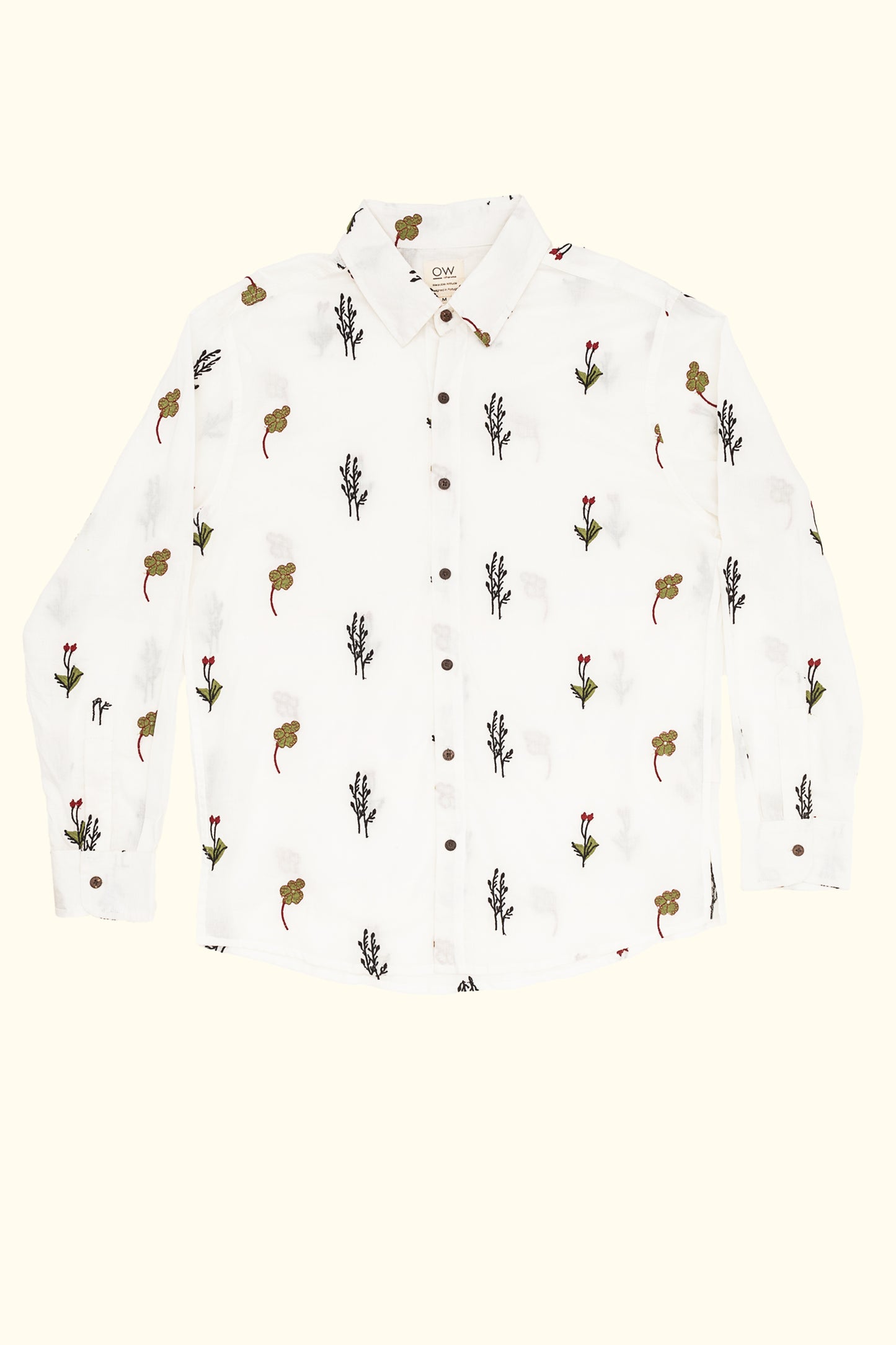 HARMONY EMBROIDERED LONG SLEEVE SHIRT IN WHITE
