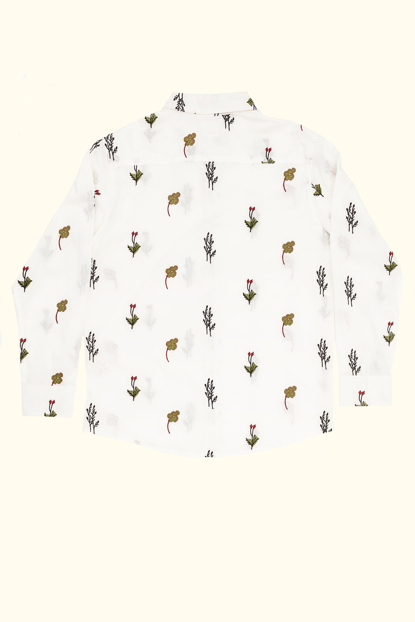 HARMONY EMBROIDERED LONG SLEEVE SHIRT IN WHITE