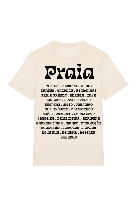 Futah Raw Organic Cotton T-Shirt - Praia – Vorderansicht mit Praia-Schriftzug