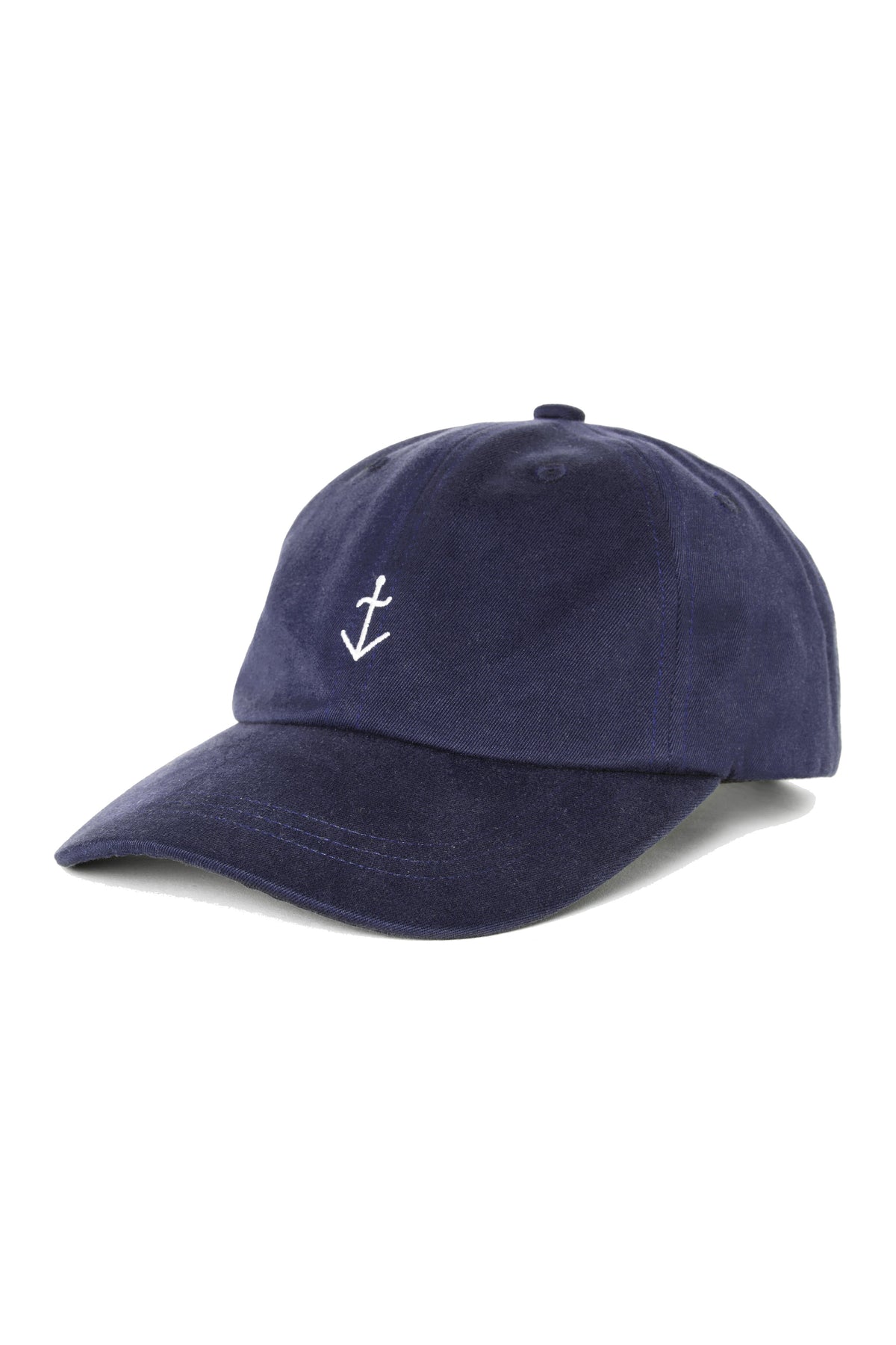 LA PAZ Santos Cap Navy + Ecru Logo – Seitenansicht mit Anker-Stickerei