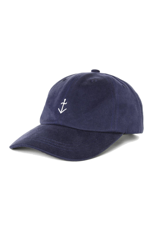 LA PAZ Santos Cap Navy + Ecru Logo – Seitenansicht mit Anker-Stickerei