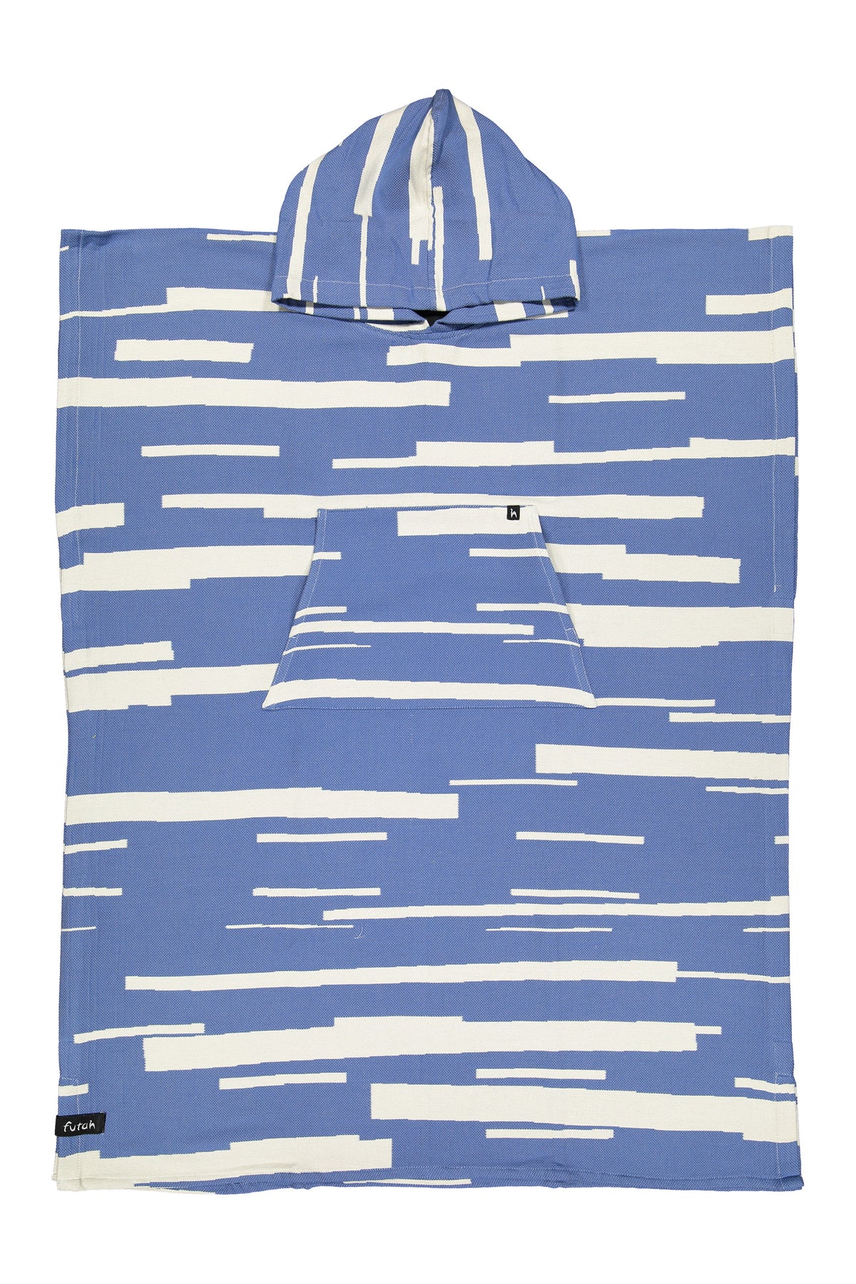 Futah São Jorge Blue Poncho – Gesamtansicht mit Kapuze