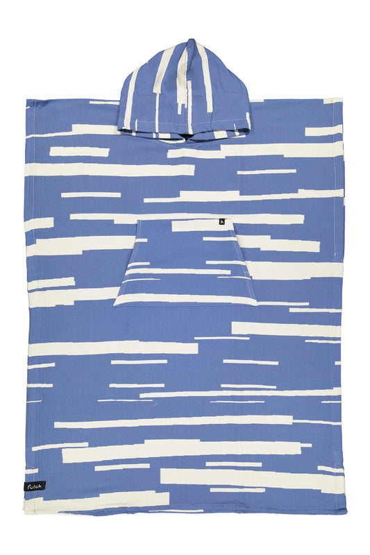 Futah São Jorge Blue Poncho – Gesamtansicht mit Kapuze