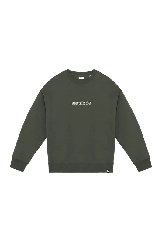Futah Saudade Sweatshirt – Vorderansicht mit Saudade-Schriftzug