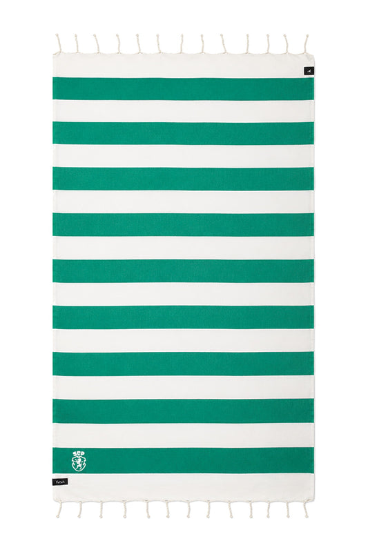 Futah Sporting Clube de Portugal Beach Towel SCP – Gesamtansicht mit grün-weissen Streifen
