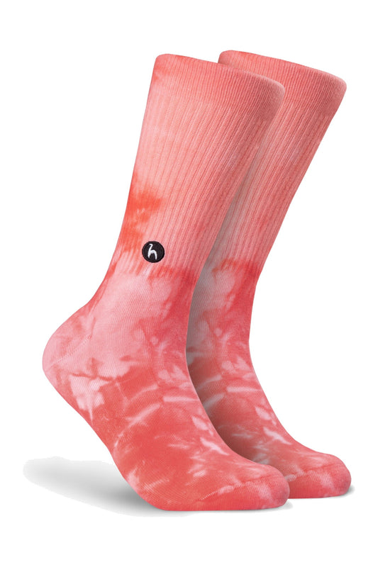 Futah Tie-Dye-Socken Coral – Seitenansicht des Paars